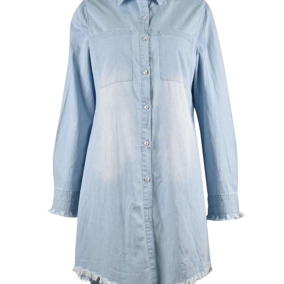 HP💝Denim distressed long sleeve shirt dress - Picture 3 of 3